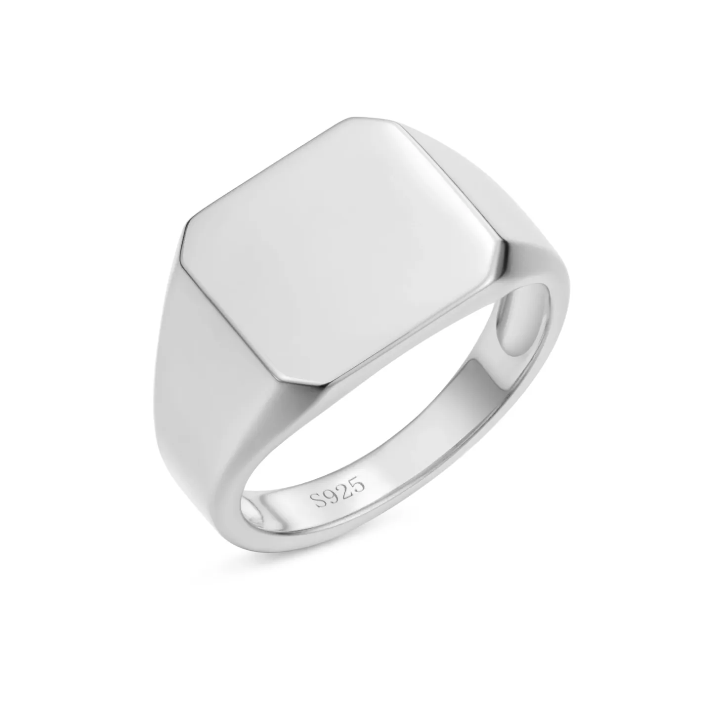 Custom Engravable 925 Sterling Silver Gold Plated Signet Ring for Men Square Top Personalized Jewelry