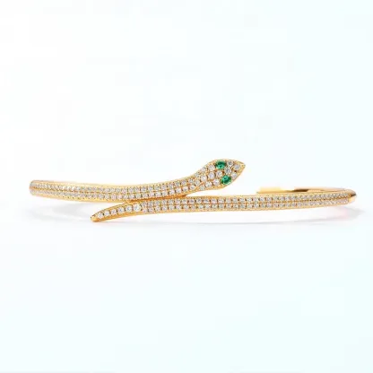 JewelyKing Fashion Sterling Silver Snake Gold Plated Cz Women Cuff Bracelet JKBS0043