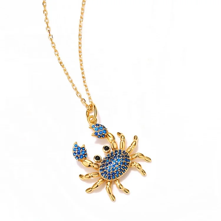 JewelyKing S925 Sterling Silver New Style Girl Summer Beach Crab Pendant Charm Necklace JKNS0187