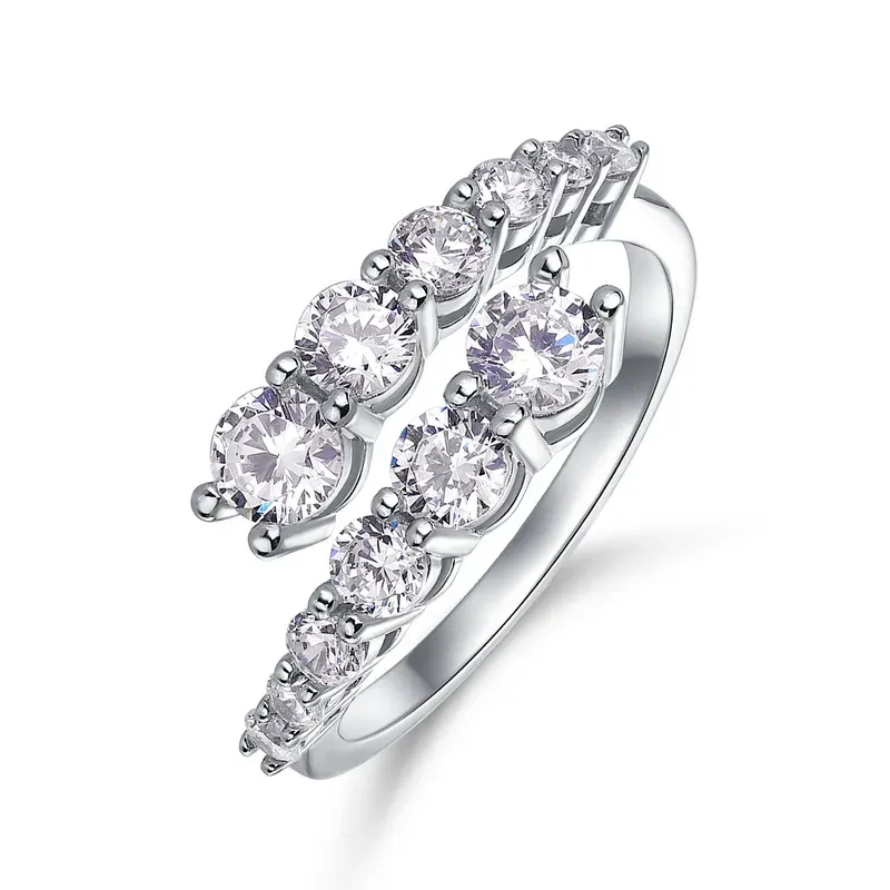 JewelyKing S925 Sterling Silver 1CT Round Brilliant Cut 5A White Zircon Ring JKRS0256