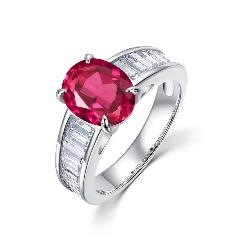 New S925 Silver Ring 5a Zircon 8 * 10 Ins Fine Versatile Oval Pigeon Costume Jewelry Emerald Ring Female