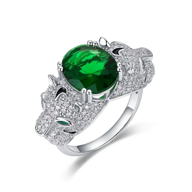 JewelyKing Leopard Print High Quality Green Zircon Ring JKRS0289