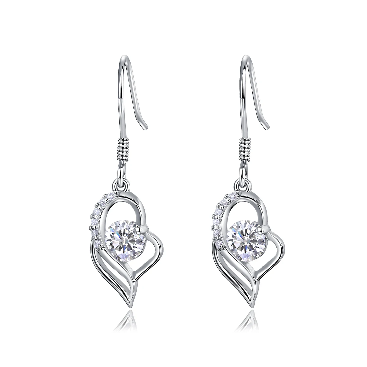 Lab Grown Diamond Drop Earrings Trendy 925 Sterling Silver Gold Plated Dangle Hooks