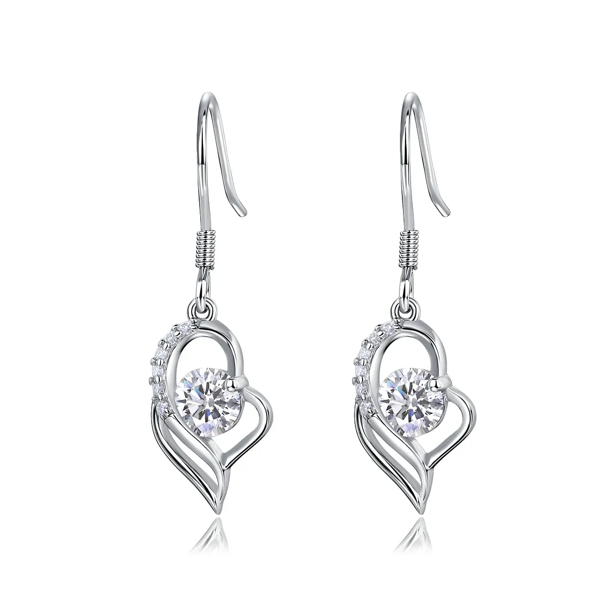 Lab Grown Diamond Drop Earrings Trendy 925 Sterling Silver Gold Plated Dangle Hooks