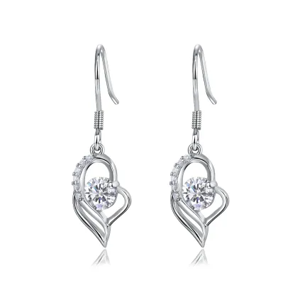 Lab Grown Diamond Drop Earrings Trendy 925 Sterling Silver Gold Plated Dangle Hooks