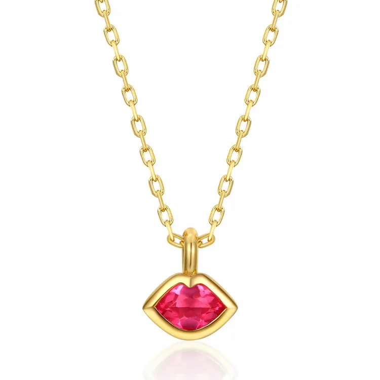 JewelyKing Women Trendy Luxury Lip Shape Pendant Necklaces JKNS0160