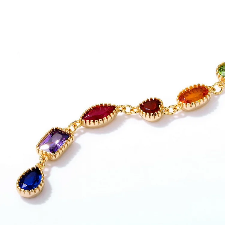 JewelyKing Long Pendant rainbow Color Zircon Geometric Necklace JKNS0184