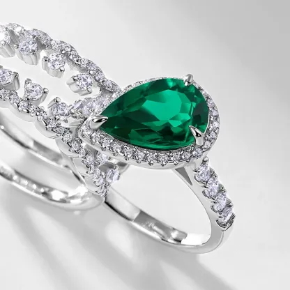 Fine Jewelry Dainty Ring 925 Sterling Silver Lab Grown Emerald Elegant Jewelry Trendy Rings for Women