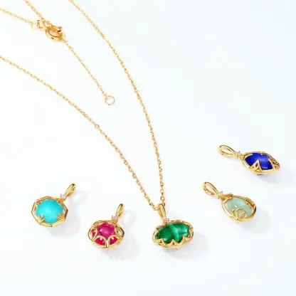 JewelyKing S925 Marquise Lapis Lazuli  Crystal Blue Gemstone  Pendant Long Necklace JKNS0170