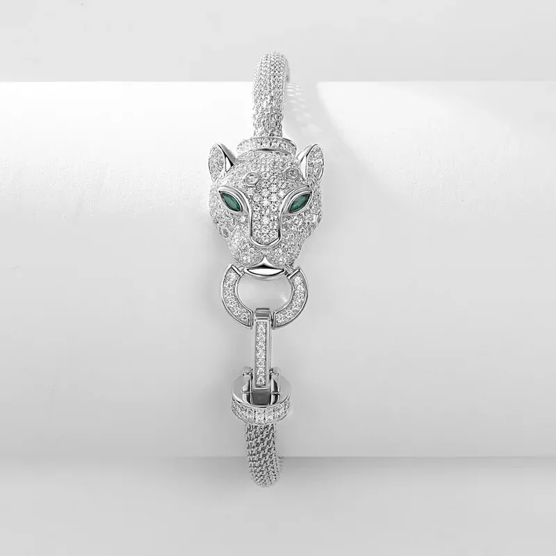 JewelyKing Temperament All Match Leopard Head  Micro-inlaid Gemstone Zirconia Hand Bracelet JKBS0044