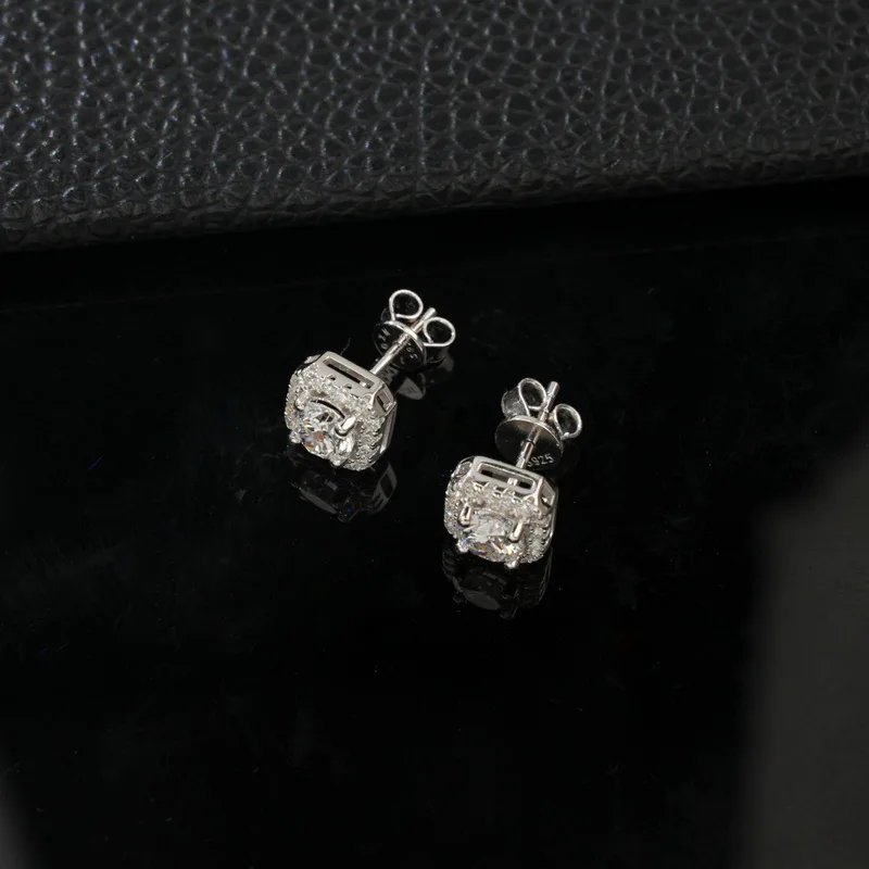 Women's 925 Sterling Silver Lab Grown Diamond Stud 5MM Earrings 