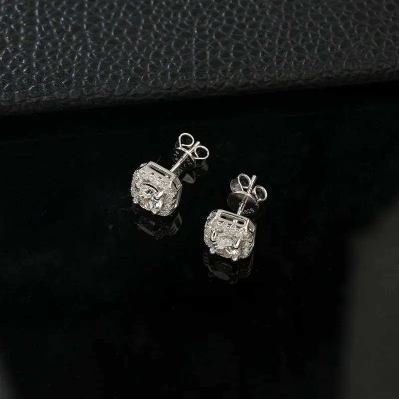 Women's 925 Sterling Silver Lab Grown Diamond Stud 5MM Earrings 