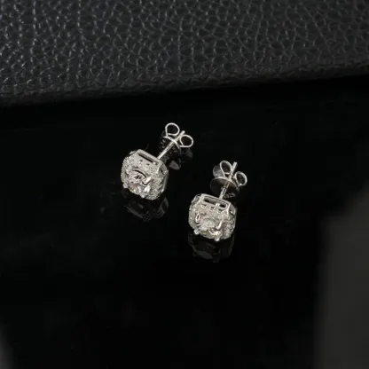 Women's 925 Sterling Silver Lab Grown Diamond Stud 5MM Earrings 