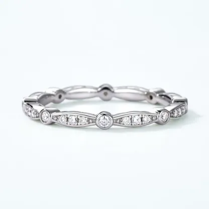 JewelyKing S925 Sterling Silver Moissanite Stackable Eternity Band Vintage Bezel Pave Design Stacking Ring JKRS0015