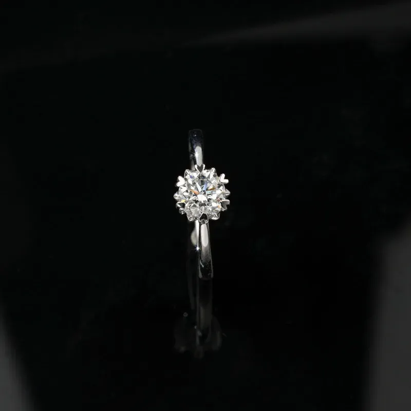 Women S925 Sterling Silver Classic Six Prong 1ct Lab Grown Diamond Ring Elegant Wedding Engagement Jewelry