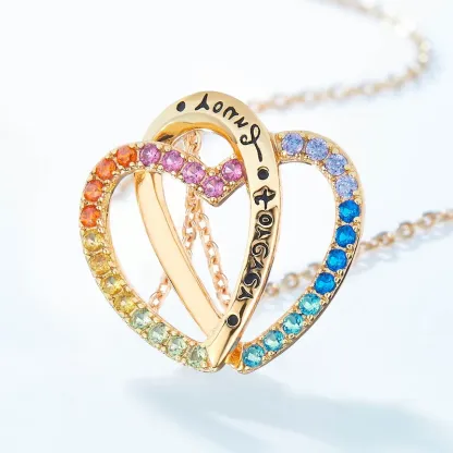 S925 Sterling Silver Knot Love Heart Necklaces Simple Circle Forever Heart Gold Rainbow Double Heart Pendant Necklace for Women