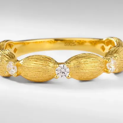 Jewelyking Italian Brushed Ring 14K Gold High End Retro Index Finger Jewelry Ring JKRS0104