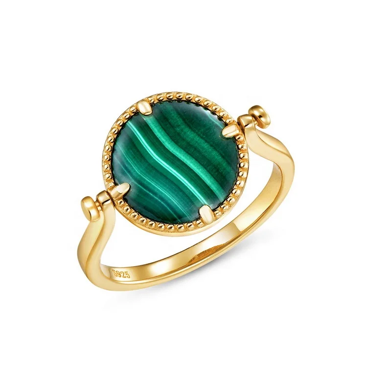 JewelyKing Natural Gemstone Solitaire Temperament Double Sided Rotatable Kyanite Elegant Finger Ring JKRS0288
