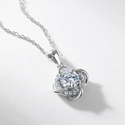 S925 Sterling Silver Windmill Design 1CT Round Brilliant Cut  Lab Grown Diamond Necklace Jewelry JKNS0010