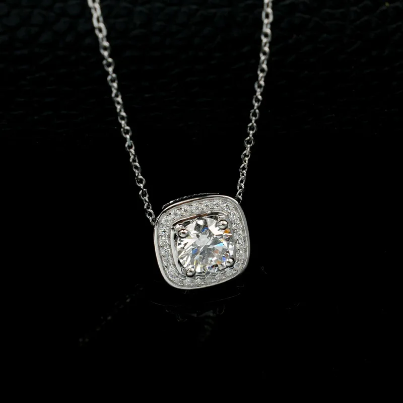JewelyKing S925 Sterling Silver Lab Grown Diamond Elliptic Necklace