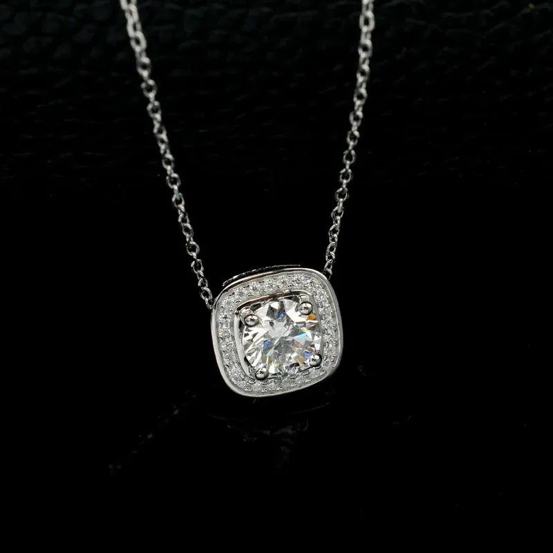JewelyKing S925 Sterling Silver Lab Grown Diamond Elliptic Necklace