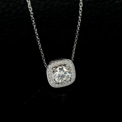 JewelyKing S925 Sterling Silver Lab Grown Diamond Elliptic Necklace