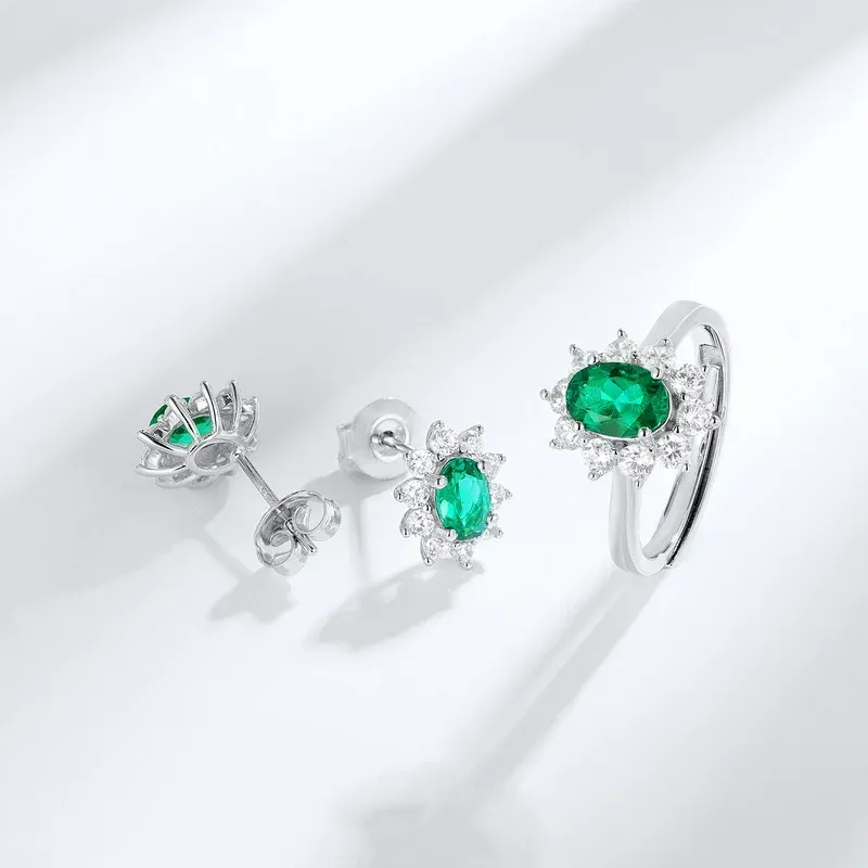 Famous High Quality Emerald Teardrop Cut Colombian Emeralds Stone Earrings Simple Elegant Real Emerald Ear Stud