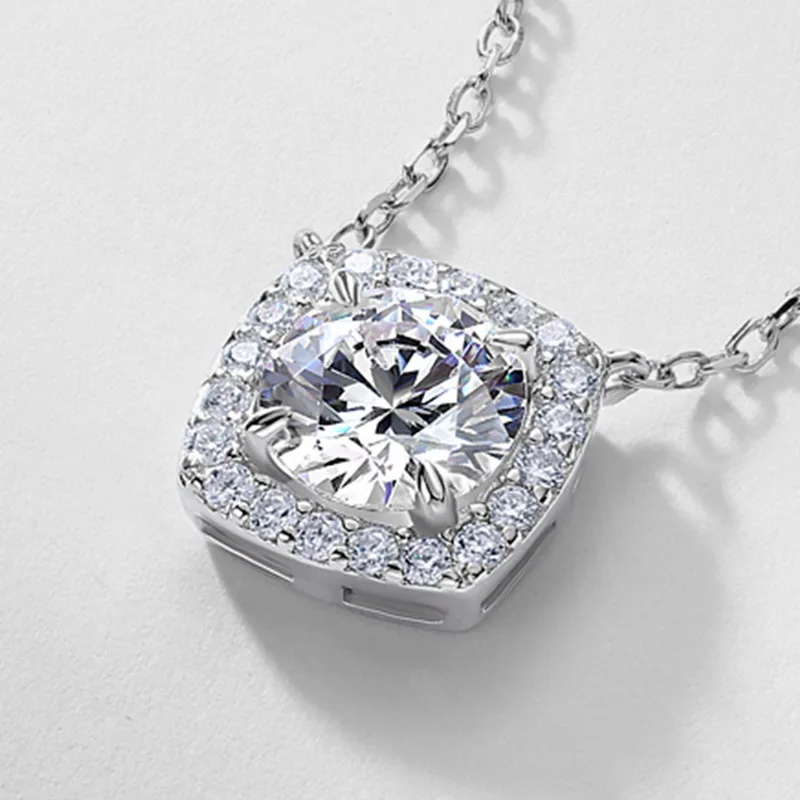 S925 Sterling Silver Circle Lab Grown Diamond Necklace Jewelry 