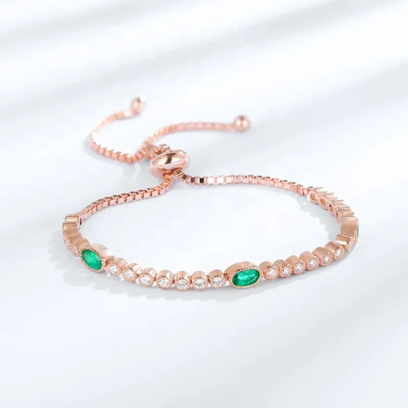 Factory Wholesale Jewelry Adjustable Tennis Bracelets Dainty Classic Lab Grown Emeralds Tennis Bracelet