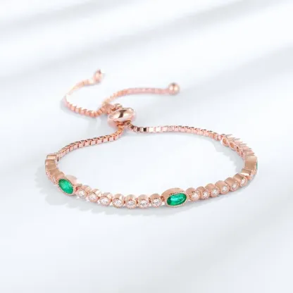 Factory Wholesale Jewelry Adjustable Tennis Bracelets Dainty Classic Lab Grown Emeralds Tennis Bracelet
