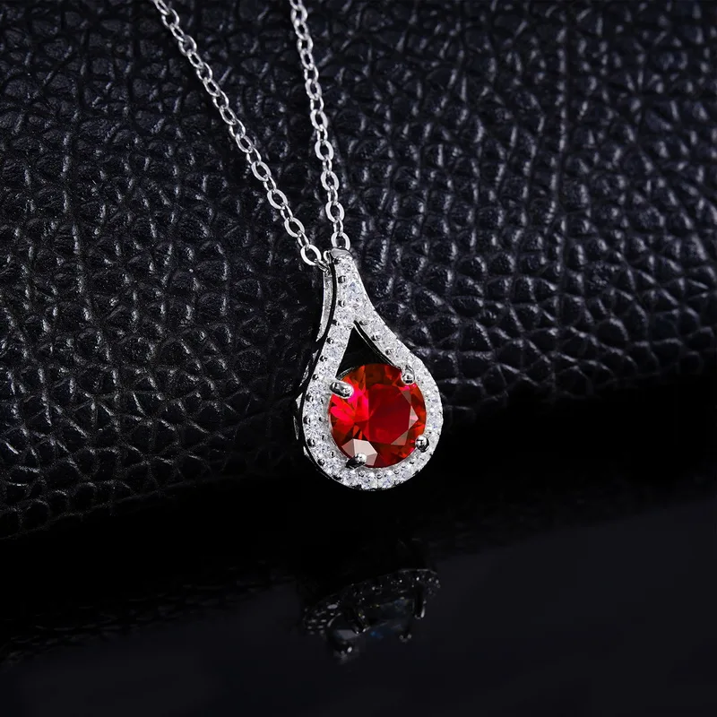 S925 Silver 1ct Lab Emerald Ruby Moissanite Necklace