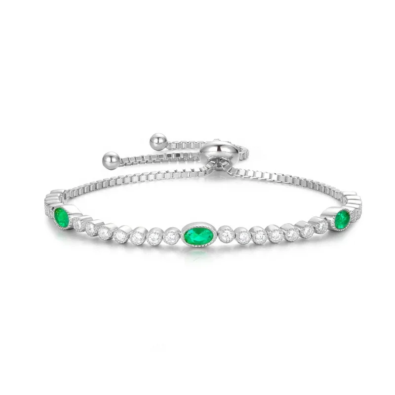 Factory Wholesale Jewelry Adjustable Tennis Bracelets Dainty Classic Lab Grown Emeralds Tennis Bracelet