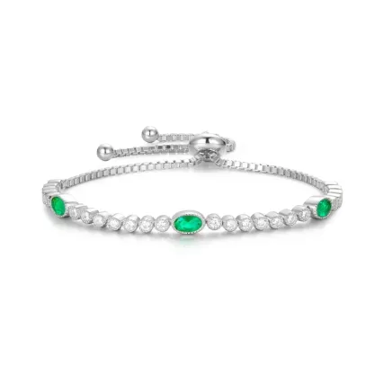 Factory Wholesale Jewelry Adjustable Tennis Bracelets Dainty Classic Lab Grown Emeralds Tennis Bracelet