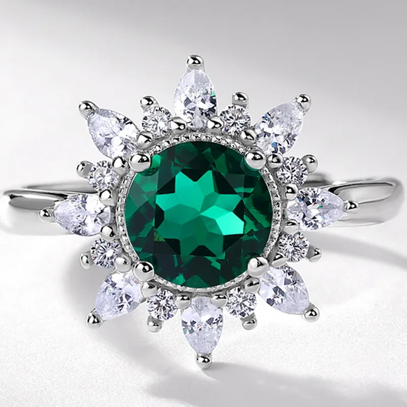 Panyu High Jewelry Customized Lab Grown Emerald Ruby Flower Ring