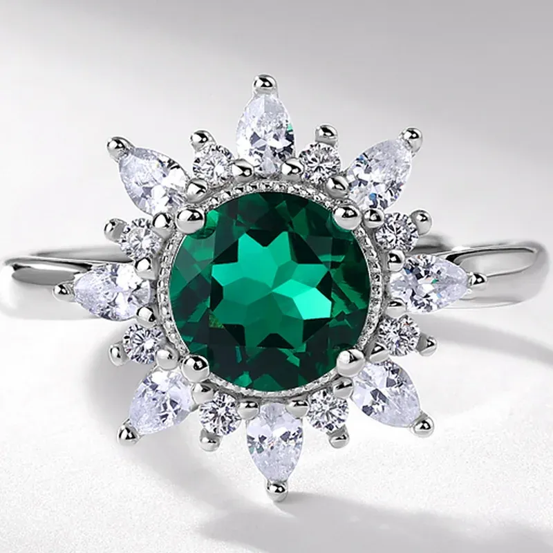 Panyu High Jewelry Customized Lab Grown Emerald Ruby Flower Ring