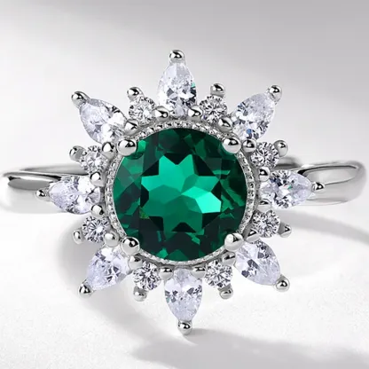 Panyu High Jewelry Customized Lab Grown Emerald Ruby Flower Ring