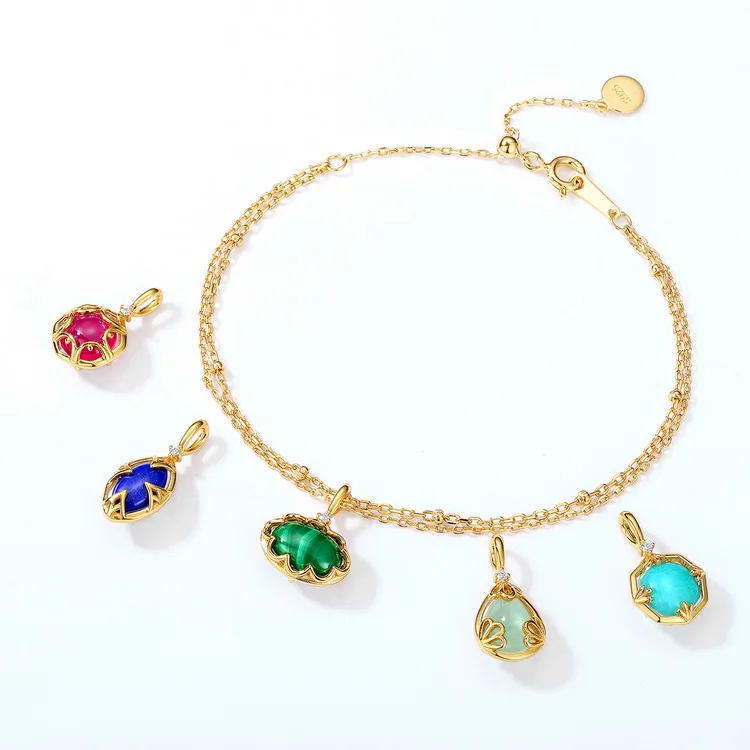 JewelyKing S925 Marquise Lapis Lazuli  Crystal Blue Gemstone  Pendant Long Necklace JKNS0170