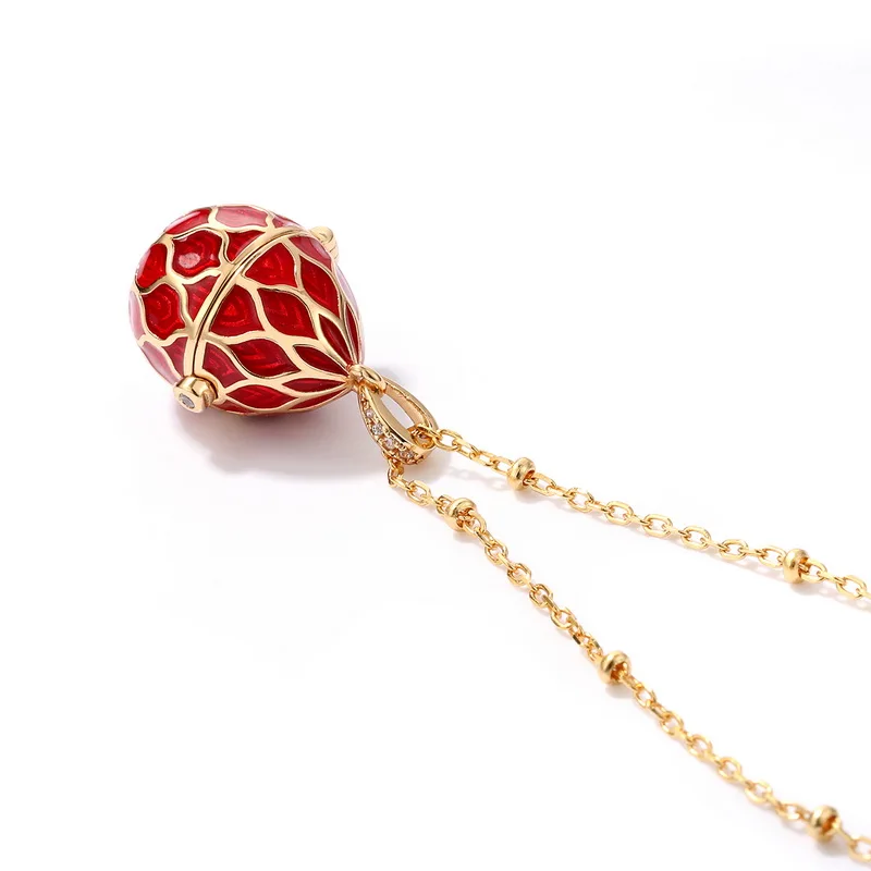 JewelyKing  S925 Sterling Silver Diffuser Enamel Egg Cage Locket Vintage Pendant Necklace JKNS0141