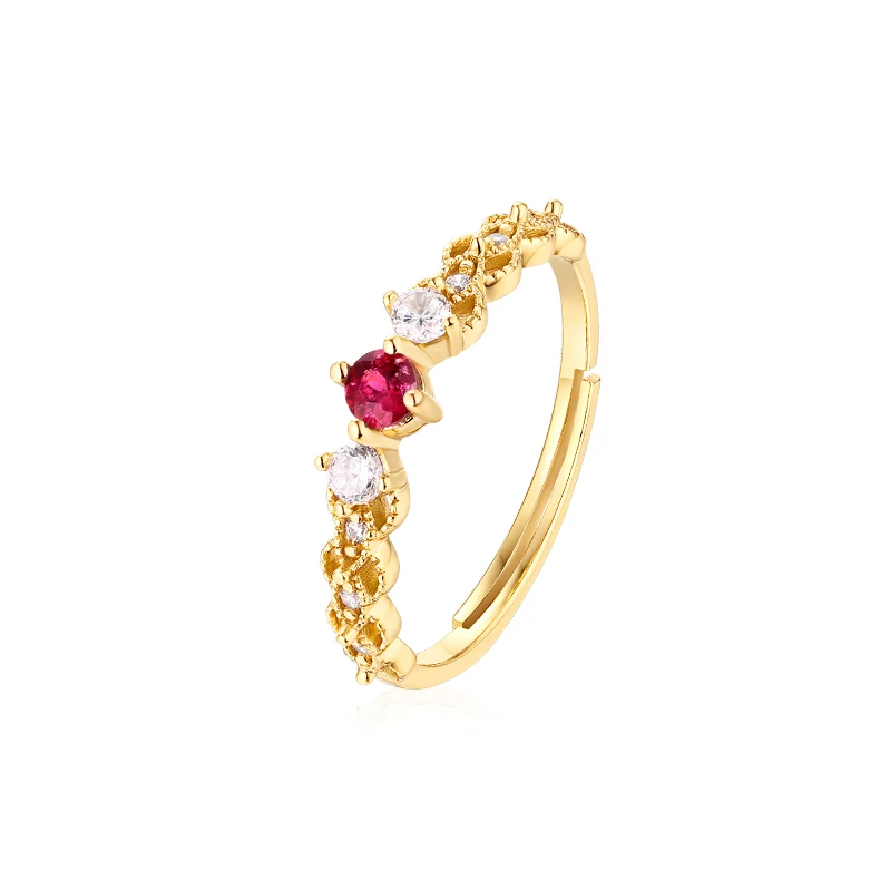 Fashion Design Emerald Gold Plated Ring Wedding Engagement Adjustable Ring for Women