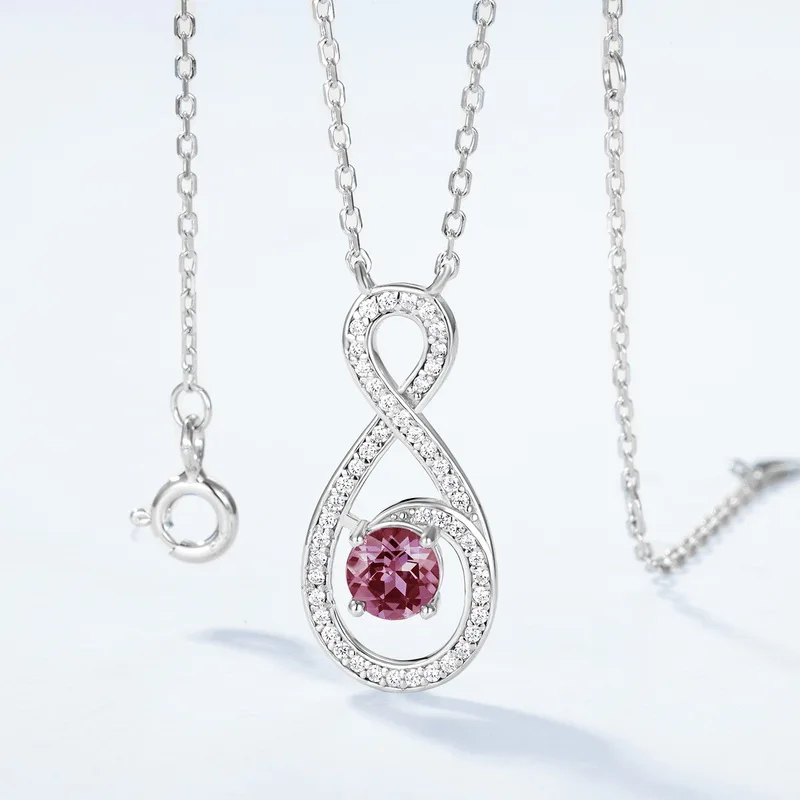 JewelyKing S925 Sterling Silver Alexandrite Necklace Vermeil Infinite Symbol Light Luxury Clavicle Chain JKNS0015
