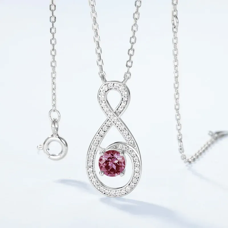 JewelyKing S925 Sterling Silver Alexandrite Necklace Vermeil Infinite Symbol Light Luxury Clavicle Chain JKNS0015