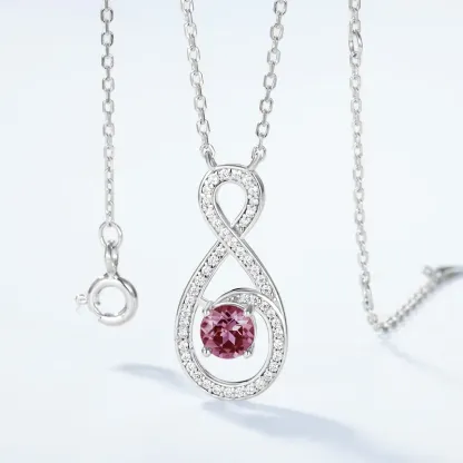 JewelyKing S925 Sterling Silver Alexandrite Necklace Vermeil Infinite Symbol Light Luxury Clavicle Chain JKNS0015