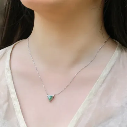 JewelyKing Natural Moss Agate S925 Silver Necklace JKNS0017