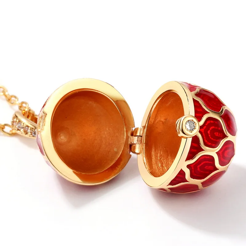 JewelyKing  S925 Sterling Silver Diffuser Enamel Egg Cage Locket Vintage Pendant Necklace JKNS0141