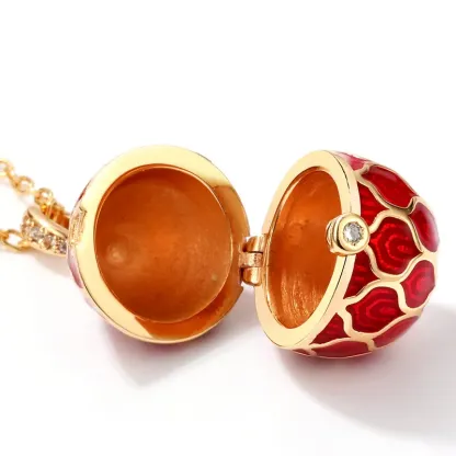 JewelyKing  S925 Sterling Silver Diffuser Enamel Egg Cage Locket Vintage Pendant Necklace JKNS0141