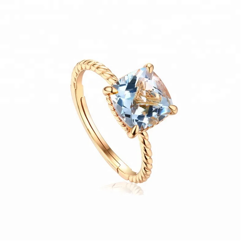 JewelyKing S925 Silver Single Stone Finger pink square Natural Rose Quartz Ring JKRS0271