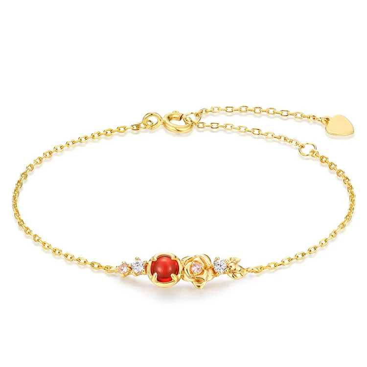 JewelyKing S925 Silver Mozambique Garnet Gold Plated Fashion Bracelet  JKBS0046