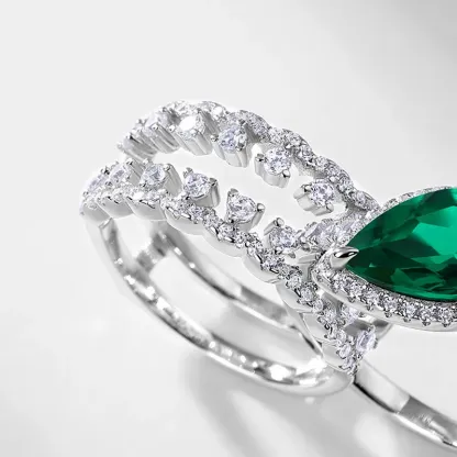 Fine Jewelry Dainty Ring 925 Sterling Silver Lab Grown Emerald Elegant Jewelry Trendy Rings for Women