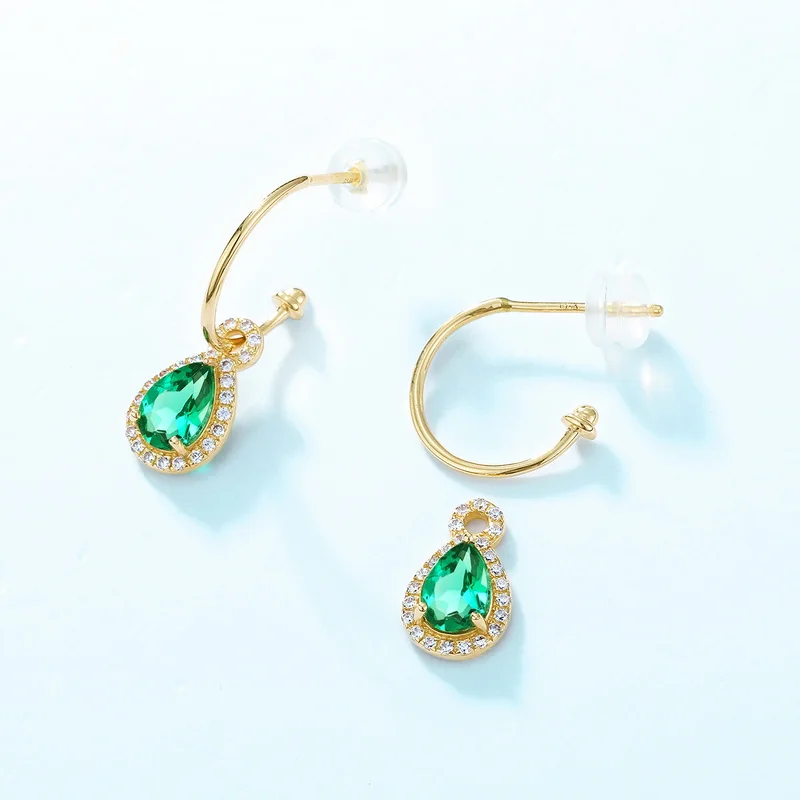 Custom Natural Emerald Earring 14K Solid Gold Emerald Earrings Fine Jewelry New Trendy Girl Stud Earring