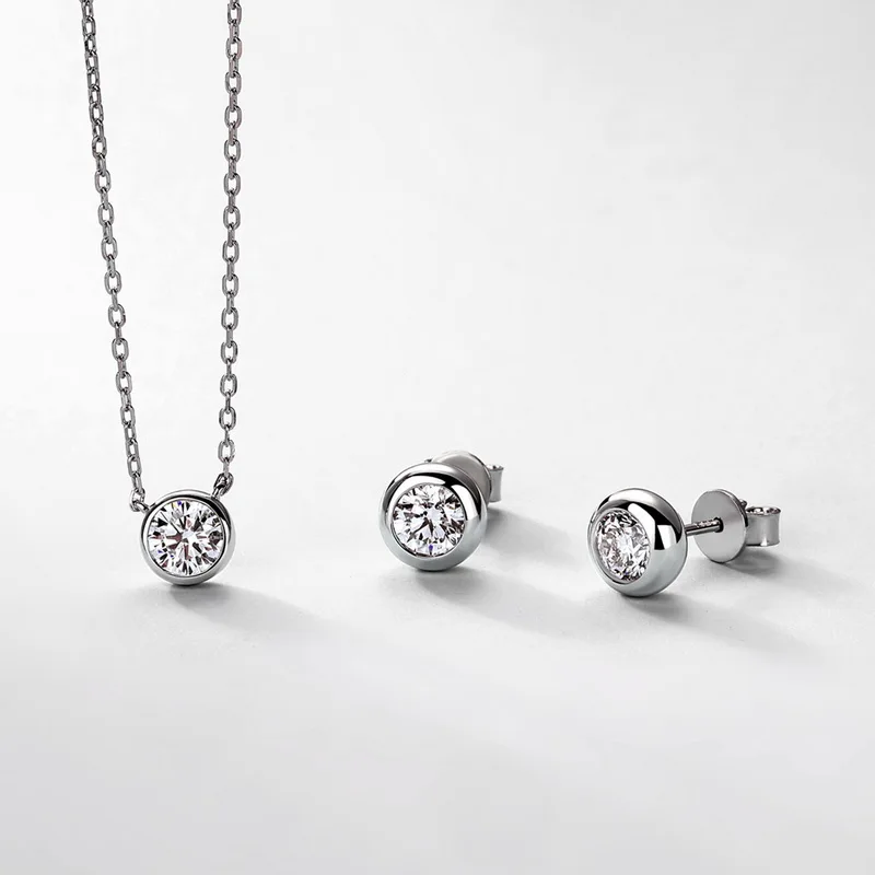 JewelyKing S925 Sterling Silver 1CT Lab Grown Diamond Necklace Lightweight Luxury Casual Design Jewelry JKNS0011